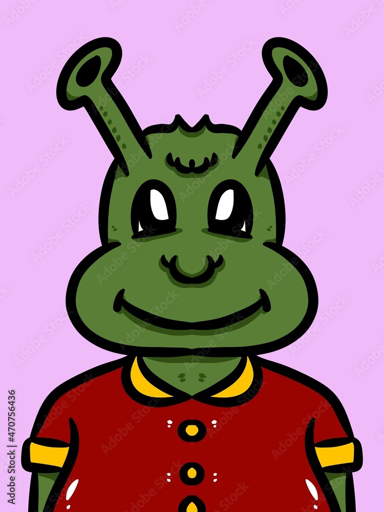 Obraz premium cute monster cartoon on purple background