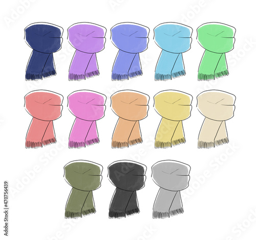 マフラーのイラストセット