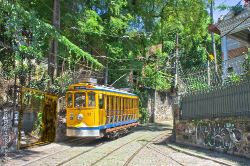 Rio de Janeiro, Tram railroad, Old city street view, Brazil, South America