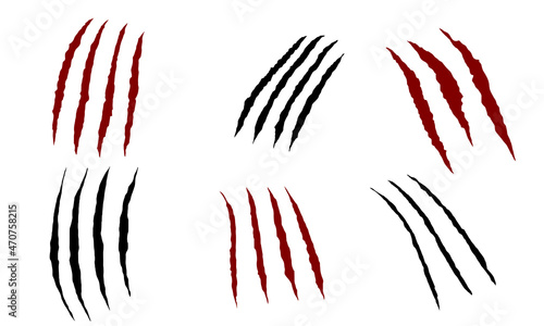 Claw marks vector elements bloody black and red