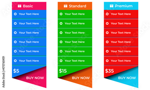Business Package Plans that can be used for membership plan, upgrading, deals or promotion.