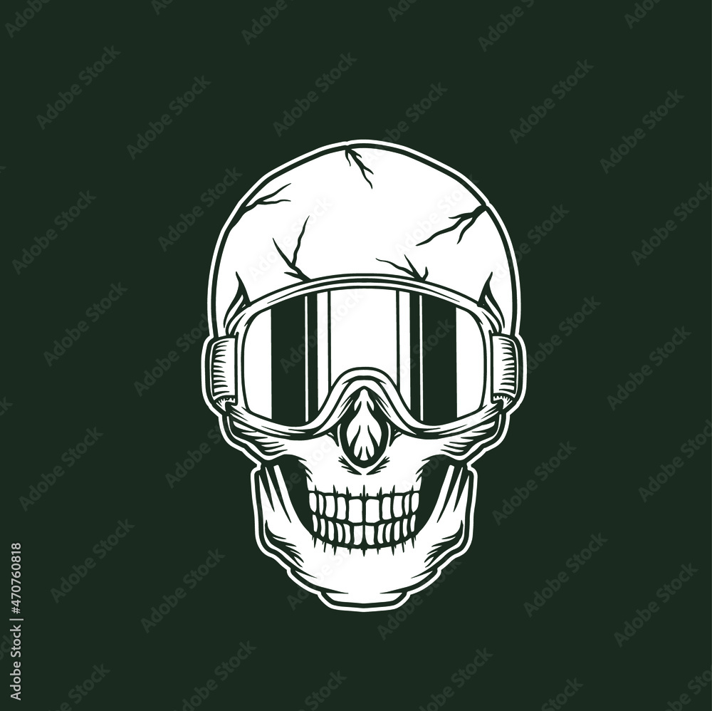 Skull snowboarding Glasses vector
