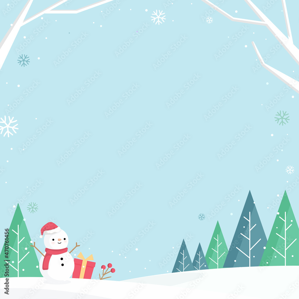 Vetor De 크리스마스 눈내리는 겨울 풍경 일러스트 Do Stock | Adobe Stock