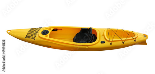 Yellow kayak isolated on white. Outdoor activity