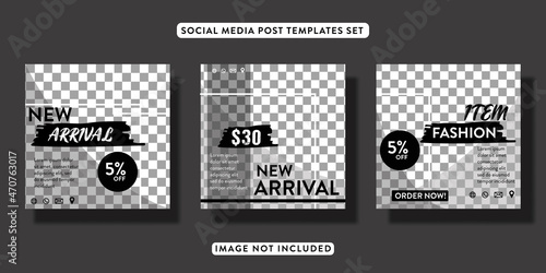 set of fashion sale sosial media post or flyer template