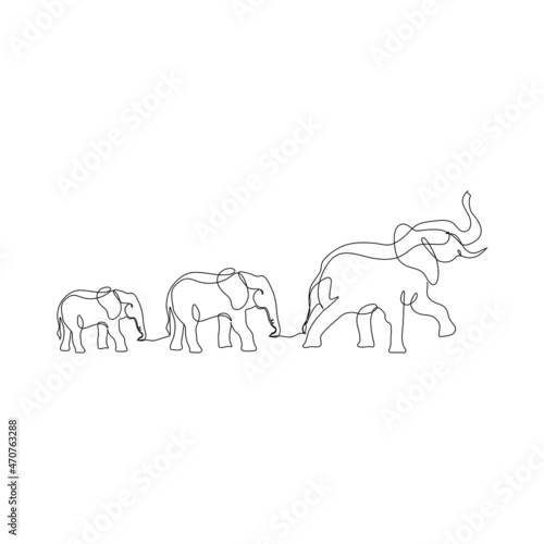 Family Matters - Elephant Line art one line Abstract art,Elephant art print, Elephant line art, Simple line art, Wall art, Digital art