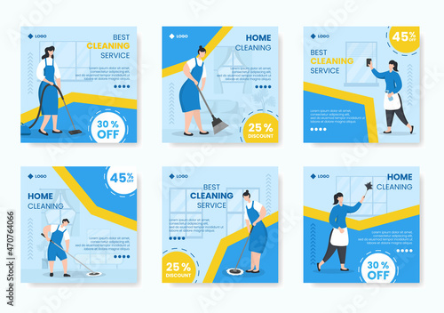 Home Cleaning Service Post Editable of Square Background Suitable for Social media, Feed, Card, Greetings, Print and Web Internet Ads
