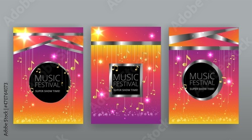 Show time, Cinema and Theatre hall with seats  red velvet curtains. Shining light bulbs vintage and luxury festival flyer templates,