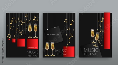 Show time, Cinema and Theatre hall with seats  red velvet curtains. Shining light bulbs vintage and luxury festival flyer templates,