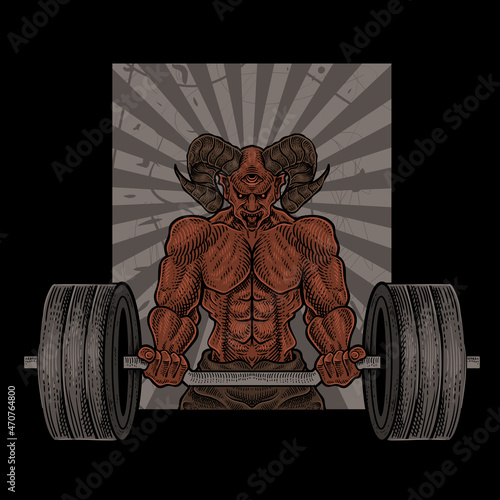 illustration demon bodybuilder gym fitness