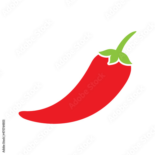 Vector Chili Pepper Flat Illustration on White Background