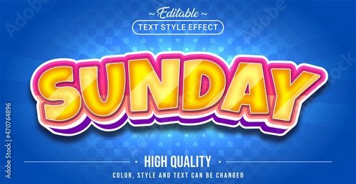 Editable text style effect - Sunday text style theme.