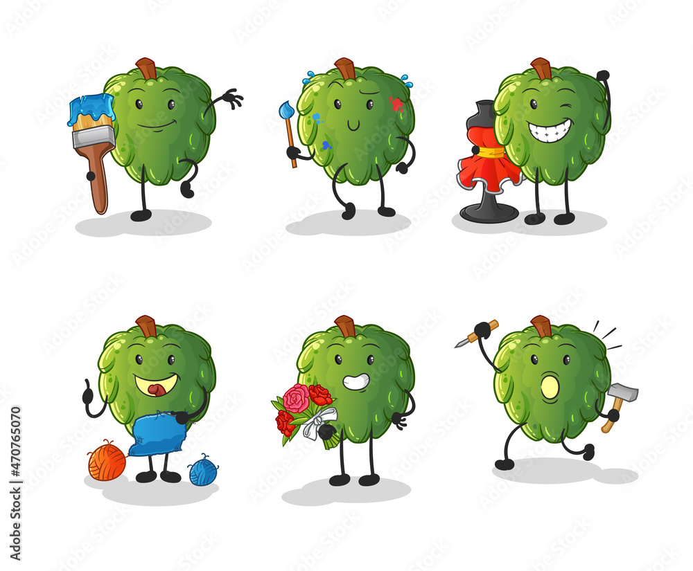 soursop artist group character. cartoon mascot vector soursop artist group character. cartoon mascot vector