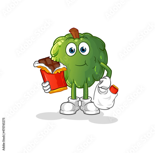 soursop eat chocolate mascot. cartoon vector