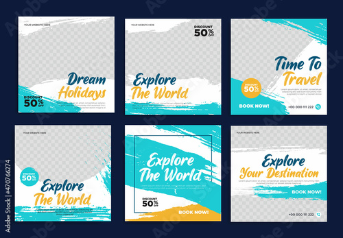 Travel vacation holiday for social media post template