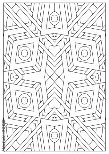 Portrait coloring pages for adults. Abstract illustration in Line Art style. Diamonds geometric composition. Black and white patterns. EPS8 file. Coloring-#385
