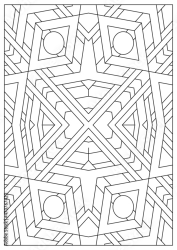 Portrait coloring pages for adults. Abstract illustration in Line Art style. Diamonds geometric composition. Black and white patterns. EPS8 file. Coloring-#386
