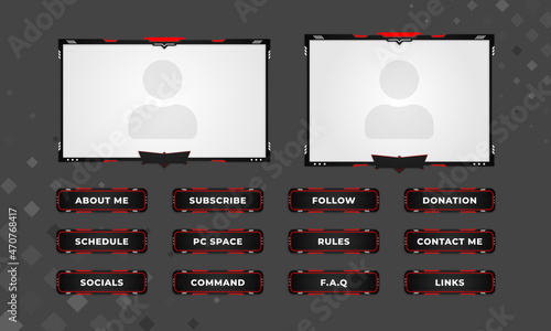 Online Live streaming  Modern Twitch overlay package minimal clean design, Gaming stream graphic template