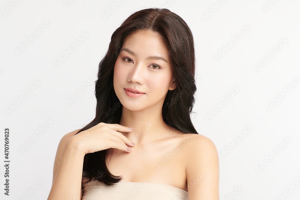 Beautiful young asian woman with clean fresh skin on white background, Face care, Facial treatment, Cosmetology, beauty and spa, Asian women portrait. Beautiful young asian woman with clean fresh skin on white background, Face care, Facial treatment, Cosmetology, beauty and spa, Asian women portrait.