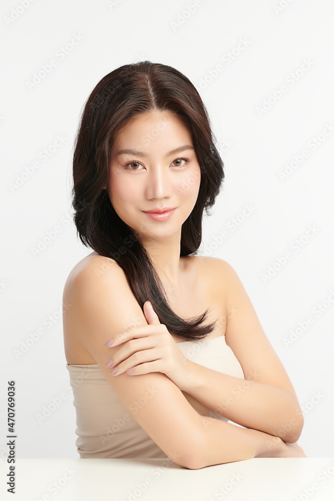 Beautiful young asian woman with clean fresh skin on white background, Face care, Facial treatment, Cosmetology, beauty and spa, Asian women portrait. Beautiful young asian woman with clean fresh skin on white background, Face care, Facial treatment, Cosmetology, beauty and spa, Asian women portrait.