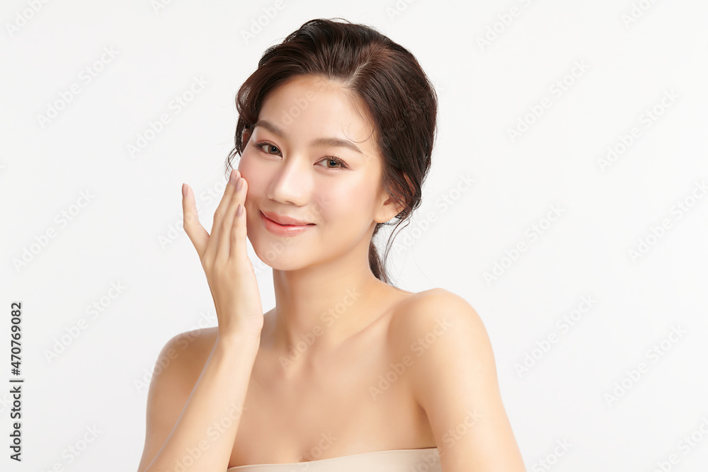 Beautiful young asian woman with clean fresh skin on white background, Face care, Facial treatment, Cosmetology, beauty and spa, Asian women portrait. Beautiful young asian woman with clean fresh skin on white background, Face care, Facial treatment, Cosmetology, beauty and spa, Asian women portrait.