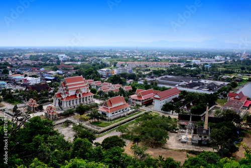 View of Wat Thammikaram Worawihan from top of mountain temple