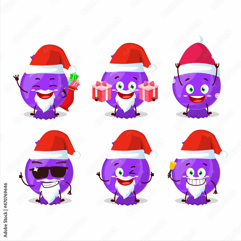 Santa Claus emoticons with blue candy wrap cartoon character