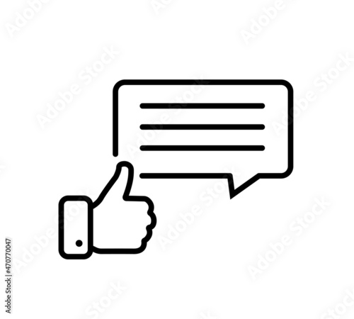 Likes with comment icon line symbol. Premium quality isolated feedback element in trendy style.