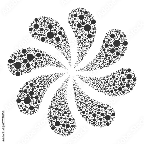 Node links icon explosion motion flower salute composition. Flower centrifugal explosion combined from random node links items.