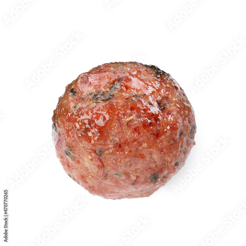 Tasty cooked meatball isolated on white, top view