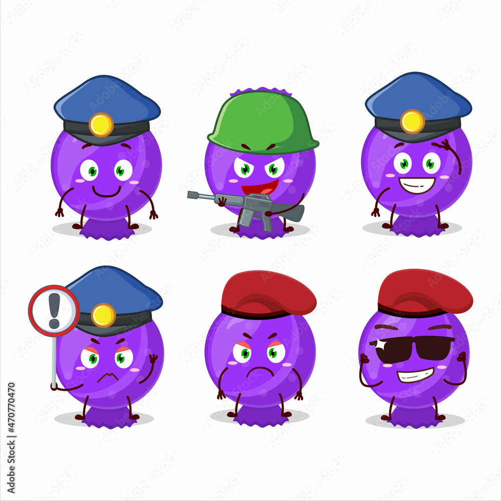 A dedicated Police officer of blue candy wrap mascot design style A dedicated Police officer of blue candy wrap mascot design style