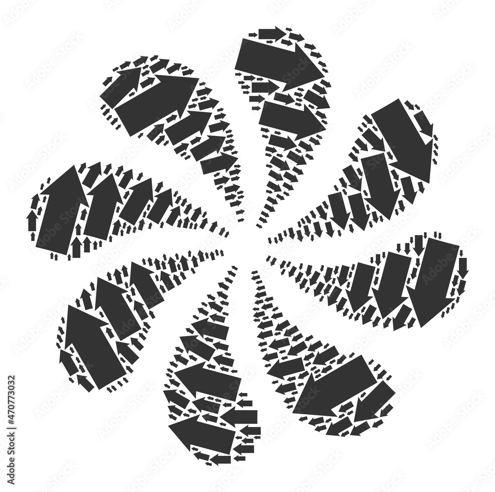 CW rotation direction icon swirl twist turbine salute composition. Rotation twist composed from scattered CW rotation direction icons. CW rotation direction icon swirl twist turbine salute composition. Rotation twist composed from scattered CW rotation direction icons.