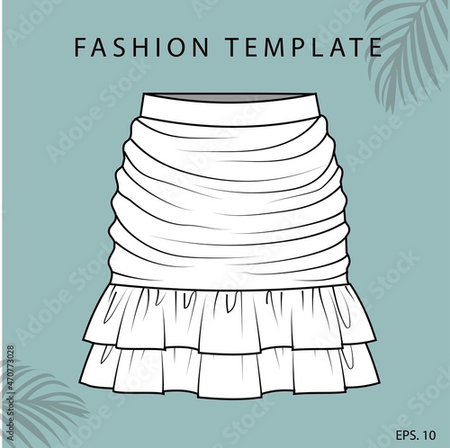 Skirt fashion flat sketch template