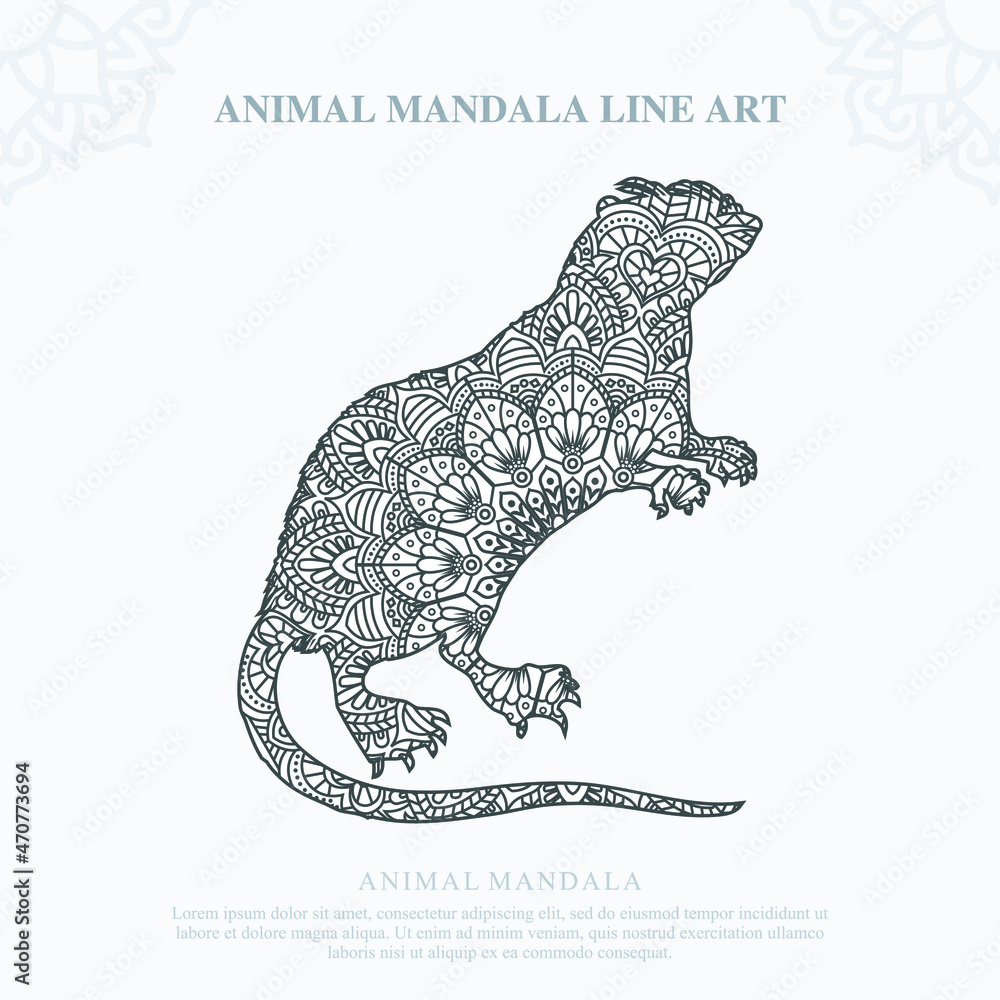 Fototapeta premium Animal Mandala. Vintage decorative elements. Oriental pattern, vector illustration.