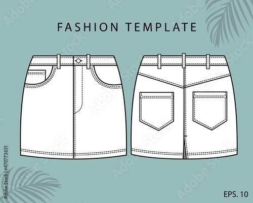Skirt fashion flat sketch template