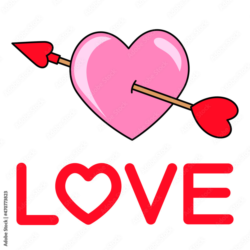 矢が刺さったハートとloveの文字 Stock Vector Adobe Stock