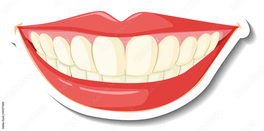 Lips with teeth on white background Lips with teeth on white background