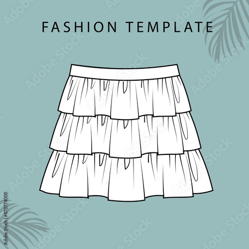 Skirt fashion flat sketch template