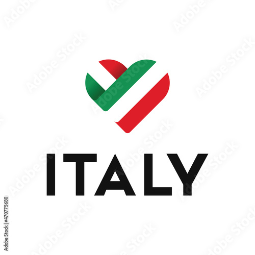 italy flag heart shaped, i love italy logo icon inspiration