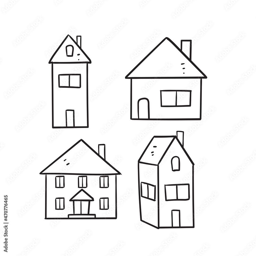 hand drawn doodle home icon illustration vector isolated