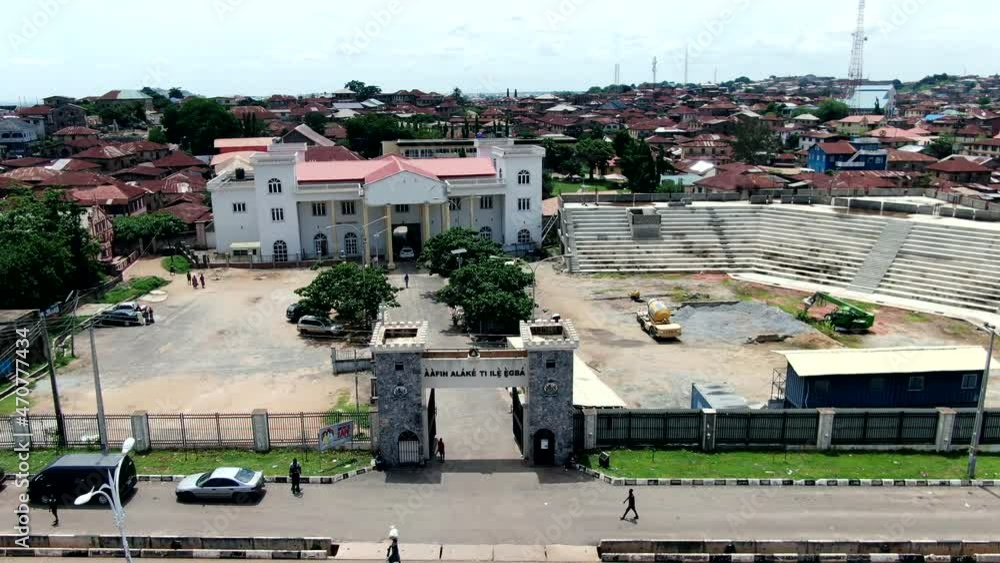The suburb of the Aafin Alake Palace in Abeokuta Town in the Ogun State of Nigeria - aerial view The suburb of the Aafin Alake Palace in Abeokuta Town in the Ogun State of Nigeria - aerial view