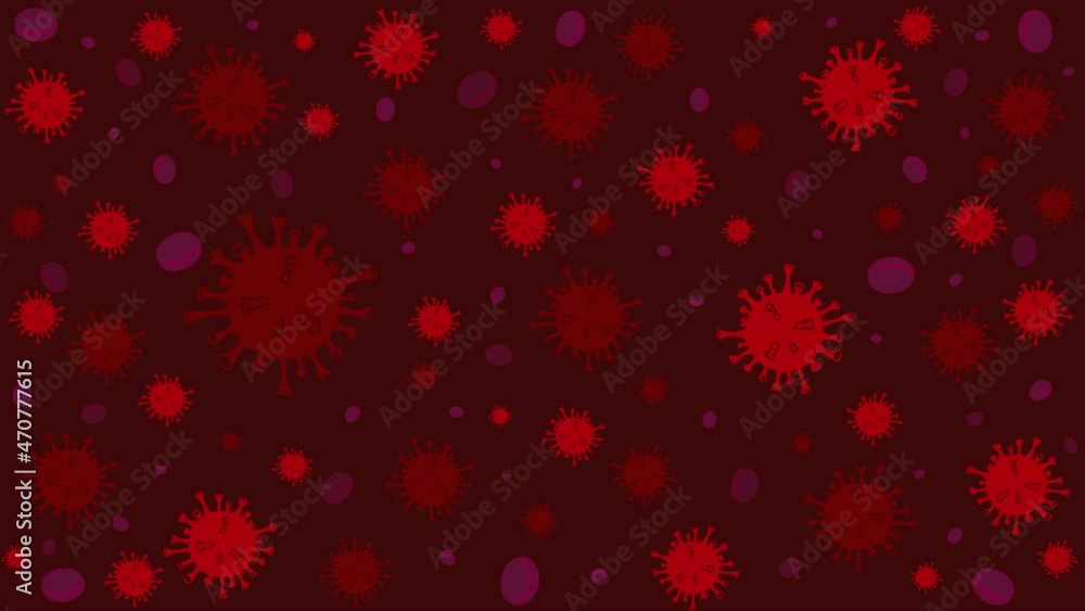 Red Corona Virus Disease delta omicron delmicron variant background 2d animation with disease cells and red blood cell, 4K Coronavirus Motion Graphic Backgrounds. Red Corona Virus Disease delta omicron delmicron variant background 2d animation with disease cells and red blood cell, 4K Coronavirus Motion Graphic Backgrounds.