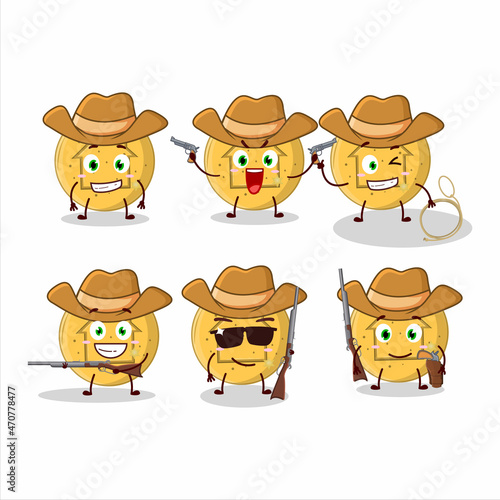 Cool cowboy dalgona candy house cartoon character with a cute hat