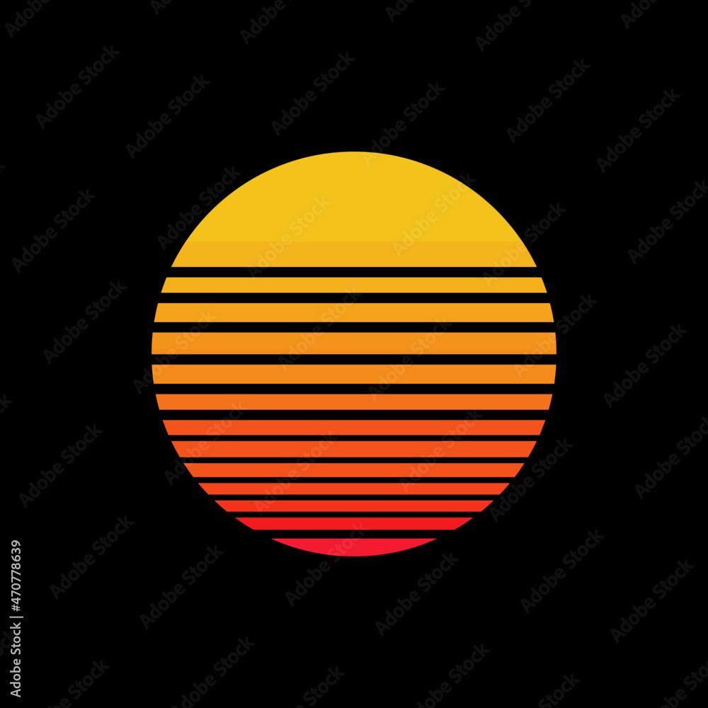 sunset icon. sunset logo isolated on black background