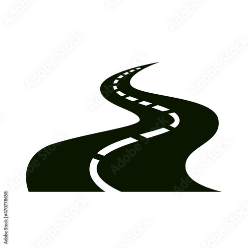 Curvy Highway road vector illustration logo icon 