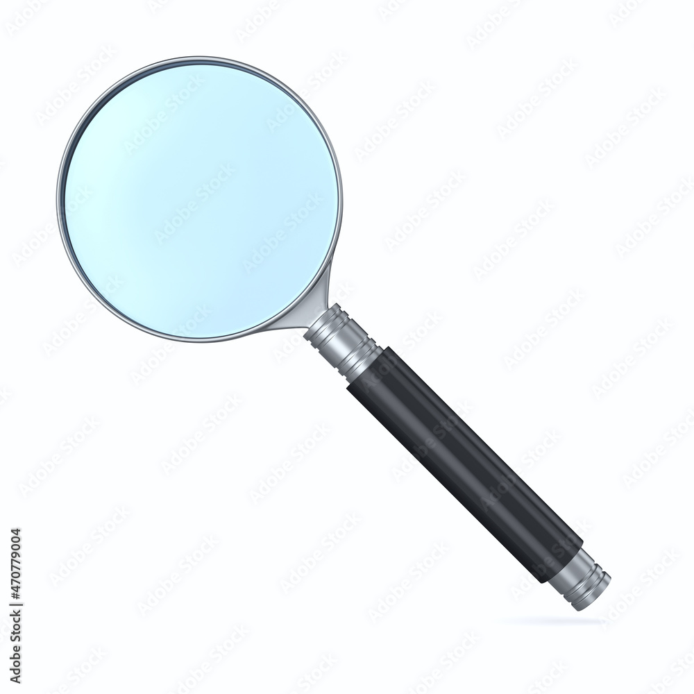 magnifier on white background. Isolated 3D illustration magnifier on white background. Isolated 3D illustration