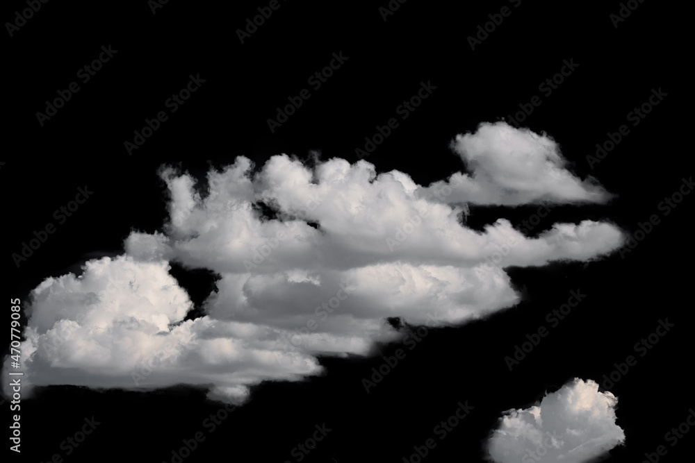 white fluffy clouds isolated on a black background, nature white fluffy clouds isolated on a black background, nature