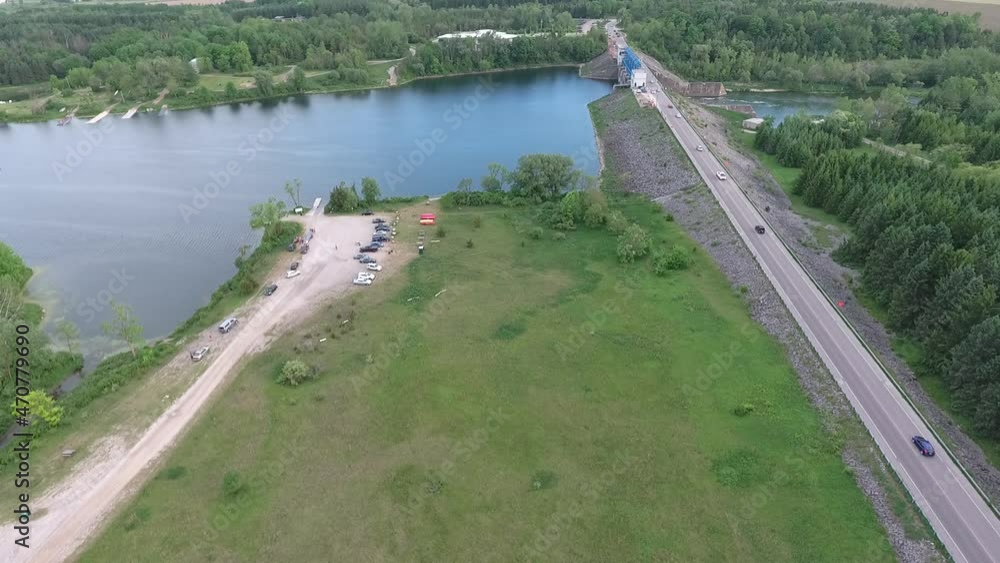 Cars Driving Both Ways Over Bridge Connecting City To Nature Park Conservation Area Cars Driving Both Ways Over Bridge Connecting City To Nature Park Conservation Area
