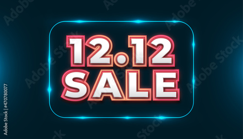 12.12 Shopping Sale Banner Background. 12 December Sale Poster or Flyer Template in Glowing Neon Effect. Vector Illustration