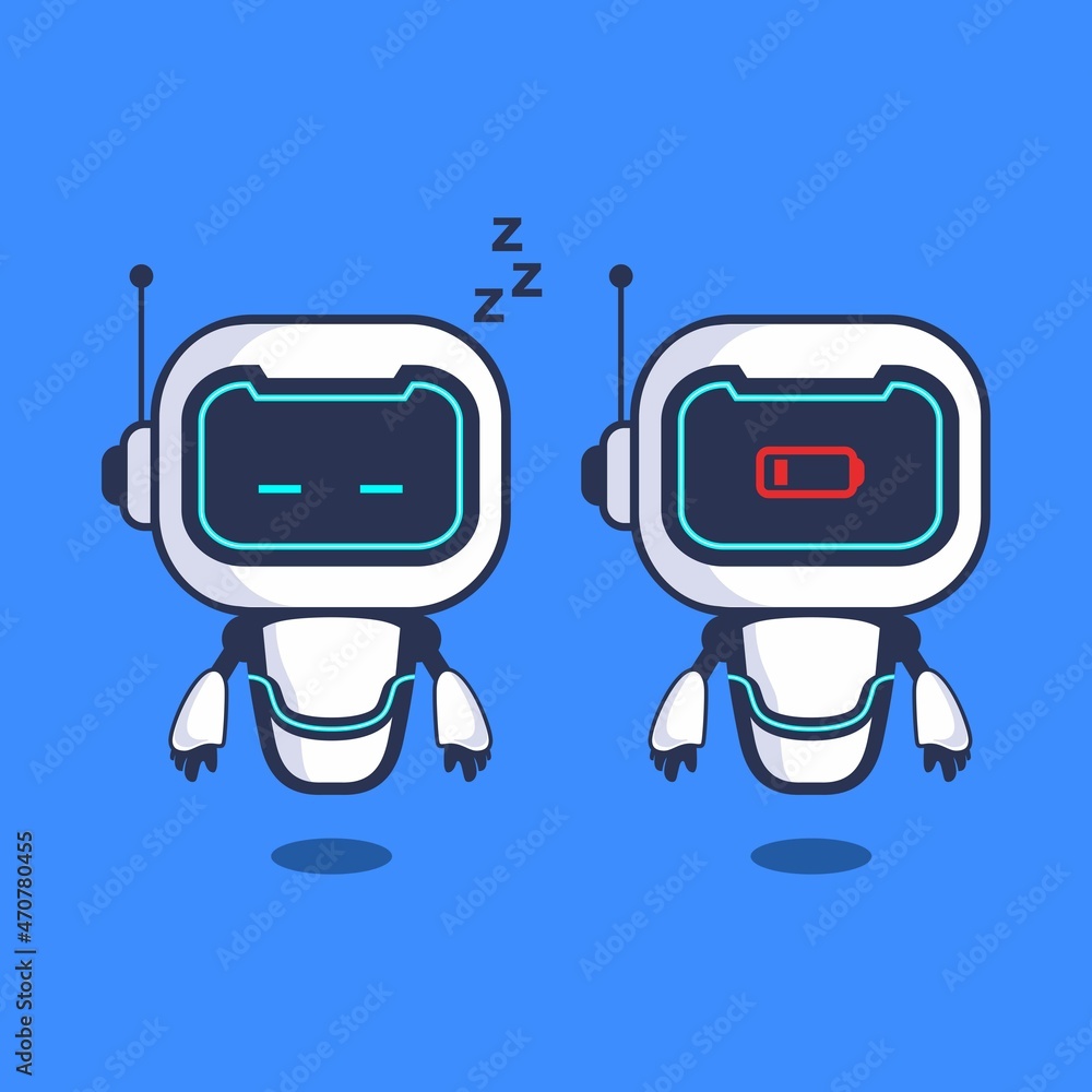 Illustration Sleep Charge Robot Character Vector Technology Illustration Sleep Charge Robot Character Vector Technology